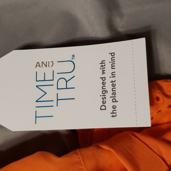 NWT Time and Tru Women's Short Sleeve Eyelet Ruffle Dress with Belt - Picture 4 of 6